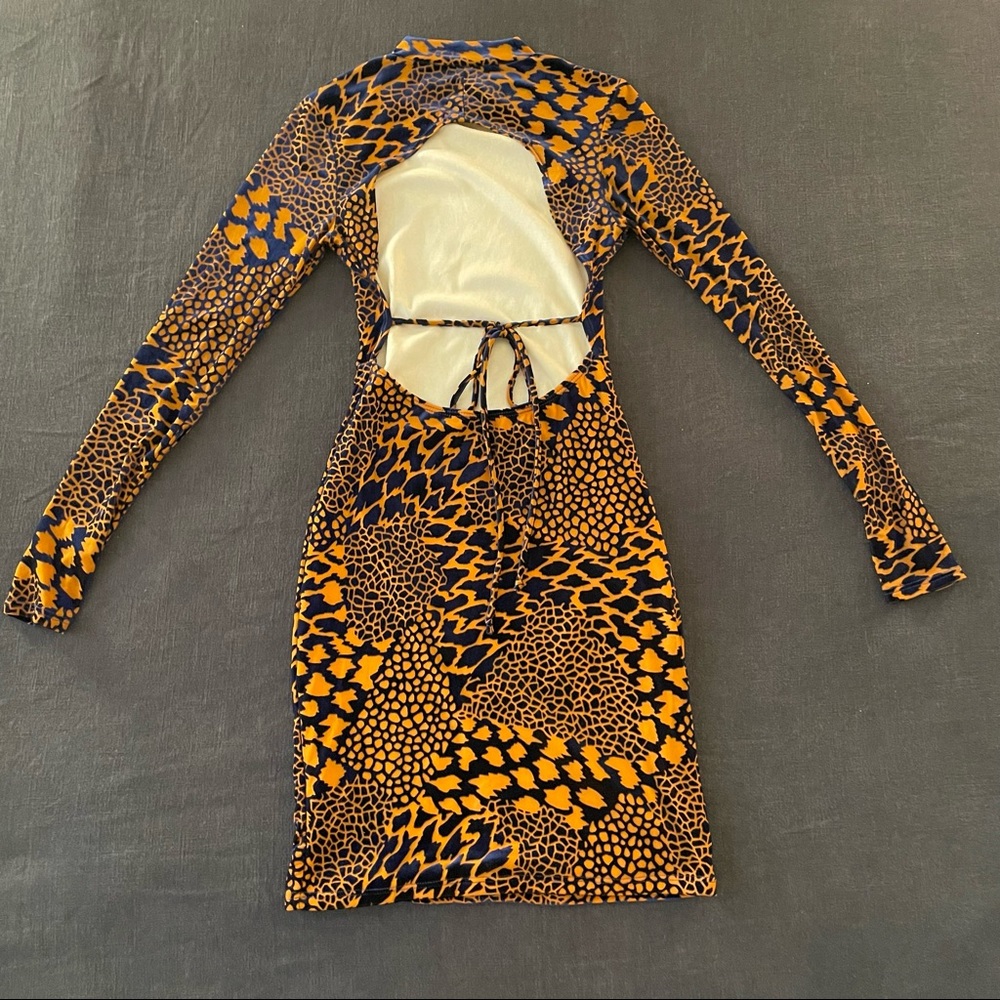 Fashion Nova Wild About You Velvet Mini Dress - Mustard/combo Size XS - Picture 11 of 14